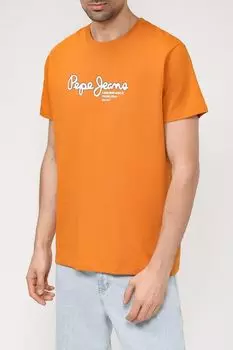 Хлопковая футболка с логотипом бренда PEPE JEANS