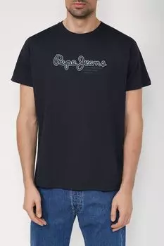Хлопковая футболка с логотипом бренда PEPE JEANS
