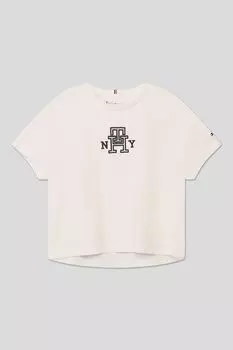 Хлопковая футболка с логотипом бренда Tommy Hilfiger