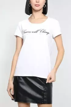 Хлопковая футболка с надписью More&More