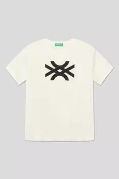 Хлопковая футболка с принтом Benetton