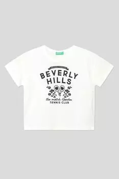 Хлопковая футболка с принтом Benetton