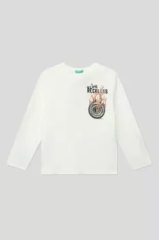 Хлопковая футболка с принтом Benetton