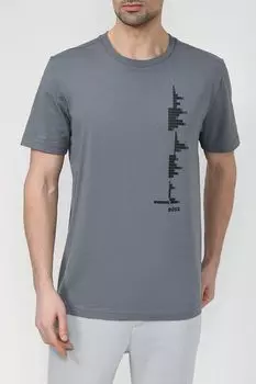 Хлопковая футболка с принтом BOSS