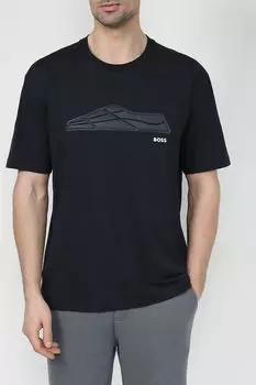 Хлопковая футболка с принтом BOSS