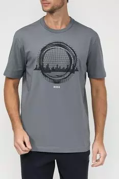 Хлопковая футболка с принтом BOSS