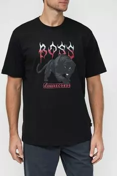 Хлопковая футболка с принтом BOSS