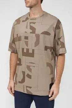 Хлопковая футболка с принтом BOSS