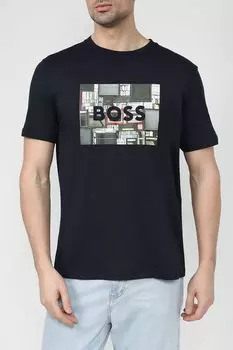 Хлопковая футболка с принтом BOSS