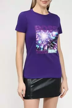 Хлопковая футболка с принтом BOSS