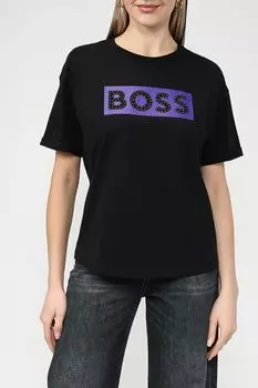 Хлопковая футболка с принтом BOSS