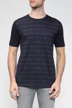 Хлопковая футболка с принтом бренда BOSS