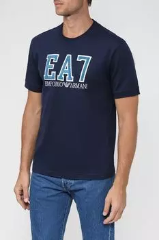 Хлопковая футболка с принтом бренда Ea7