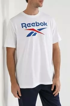 Хлопковая футболка с принтом бренда REEBOK
