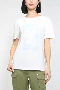 Хлопковая футболка с принтом Comma