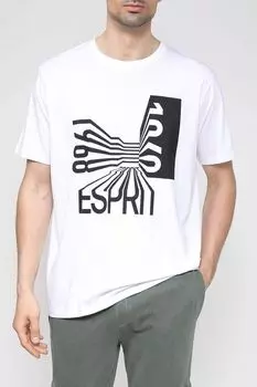 Хлопковая футболка с принтом Esprit Casual