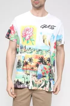 Хлопковая футболка с принтом Guess