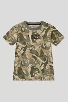 Хлопковая футболка с принтом Guess