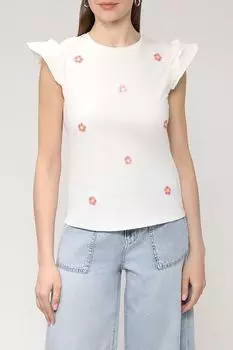 Хлопковая футболка с принтом Naf Naf