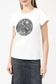 Хлопковая футболка с принтом Naf Naf