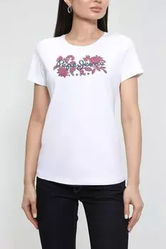 Хлопковая футболка с принтом PEPE JEANS