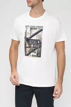 Хлопковая футболка с принтом PEPE JEANS