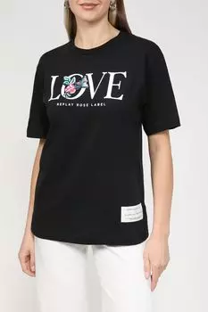 Хлопковая футболка с принтом Replay