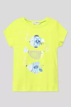 Хлопковая футболка с принтом Рыбы Mayoral