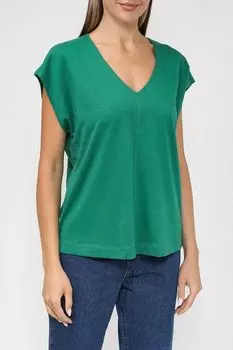 Хлопковая футболка с v-образным вырезом Esprit Edc