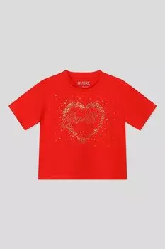 Хлопковая футболка со стразами Guess