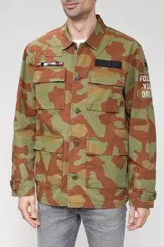 Хлопковая куртка-рубашка с принтом Replay