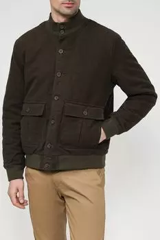 Хлопковая куртка с накладными карманами и воротником-стойкой Piombo