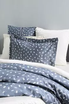 Хлопковая наволочка Spots Double Reversible Blue Stone 21maison