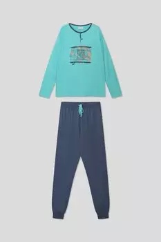 Хлопковая пижама из футболки и брюк Massana