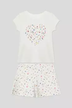 Хлопковая пижама из футболки и шорт с принтом Aspaya