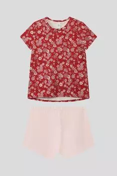 Хлопковая пижама из футболки и шорт Sanetta