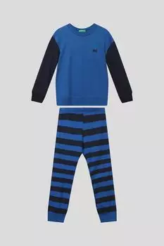 Хлопковая пижама в полоску Benetton Undercolors