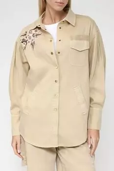 Хлопковая рубашка прямого кроя с принтом TWINSET