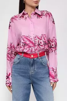 Хлопковая рубашка с цветочным принтом Pinko