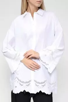 Хлопковая рубашка с кружевной отделкой TWINSET