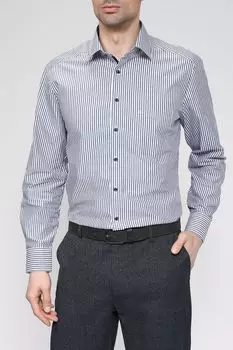 Хлопковая рубашка с мелкую полоску Olymp