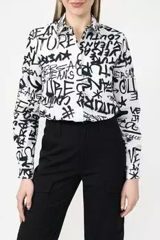 Хлопковая рубашка с принтом VERSACE JEANS COUTURE
