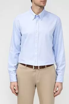 Хлопковая рубашка с воротником на пуговицах BOSS