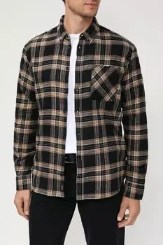 Хлопковая рубашка в клетку с карманом Blend