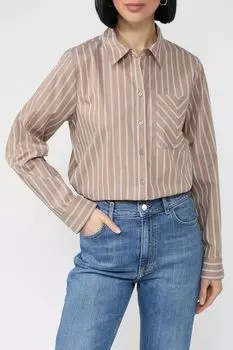 Хлопковая рубашка в полоску с карманом UNQ