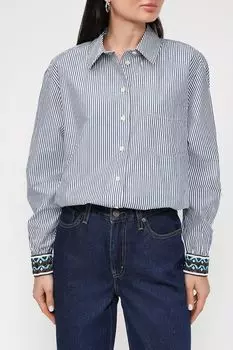 Хлопковая рубашка в полоску с орнаментом на манжетах Scotch & Soda