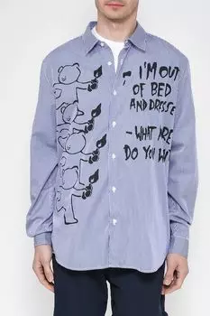 Хлопковая рубашка в полоску с принтом Guess