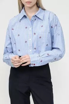 Хлопковая рубашка в полоску с принтом Tommy Hilfiger