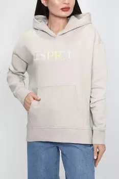 Хлопковое худи с вышитым логотипом Esprit Casual