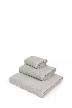 Хлопковое махровое полотенце с жаккардовым узором Zig Zag Grey COINCASA